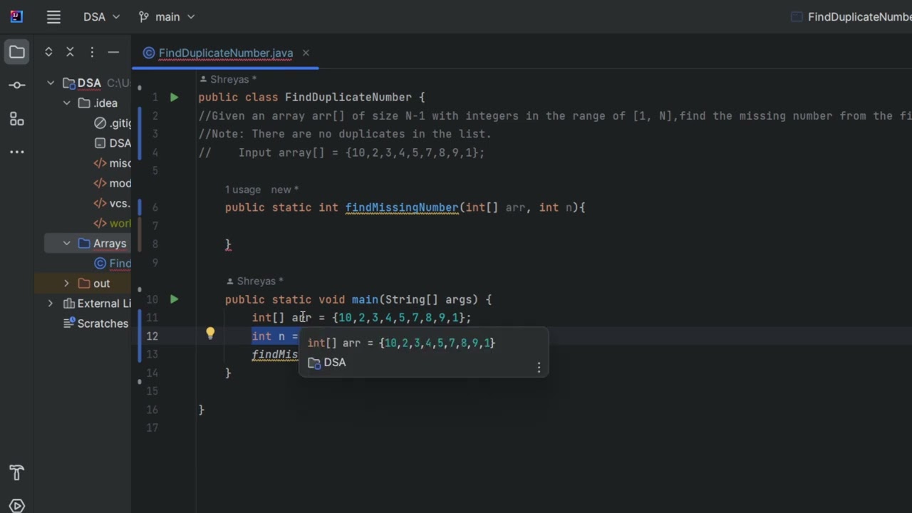 Solving the Missing Number in an Array Using Java | DSA Interview Question