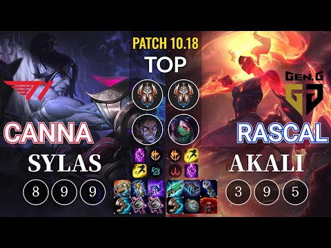 T1 Canna Sylas vs GEN Rascal Akali Top - KR Patch 10.18
