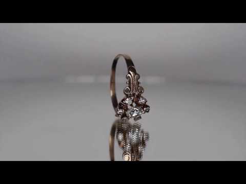 1880s Victorian 14K Yellow Gold GIA Certified .44ct Circular Brilliant Cut Diamond Engagement Ring