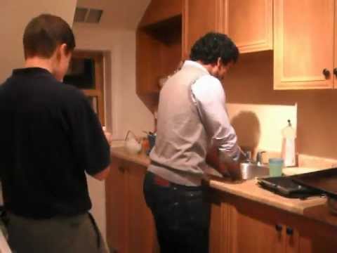 Reuben and Julian doing dishes