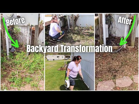 BACKYARD TRANSFORMATION // OVERGROWN YARD CLEAN UP // DIY HOME PROJECTS SPRING 2024