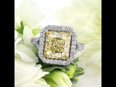 Mark Broumand - 6.27ct Fancy Light Yellow Asscher Cut Diamond Engagement Ring