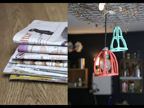 Gestalte eine Designer Lampe aus Altpapier.