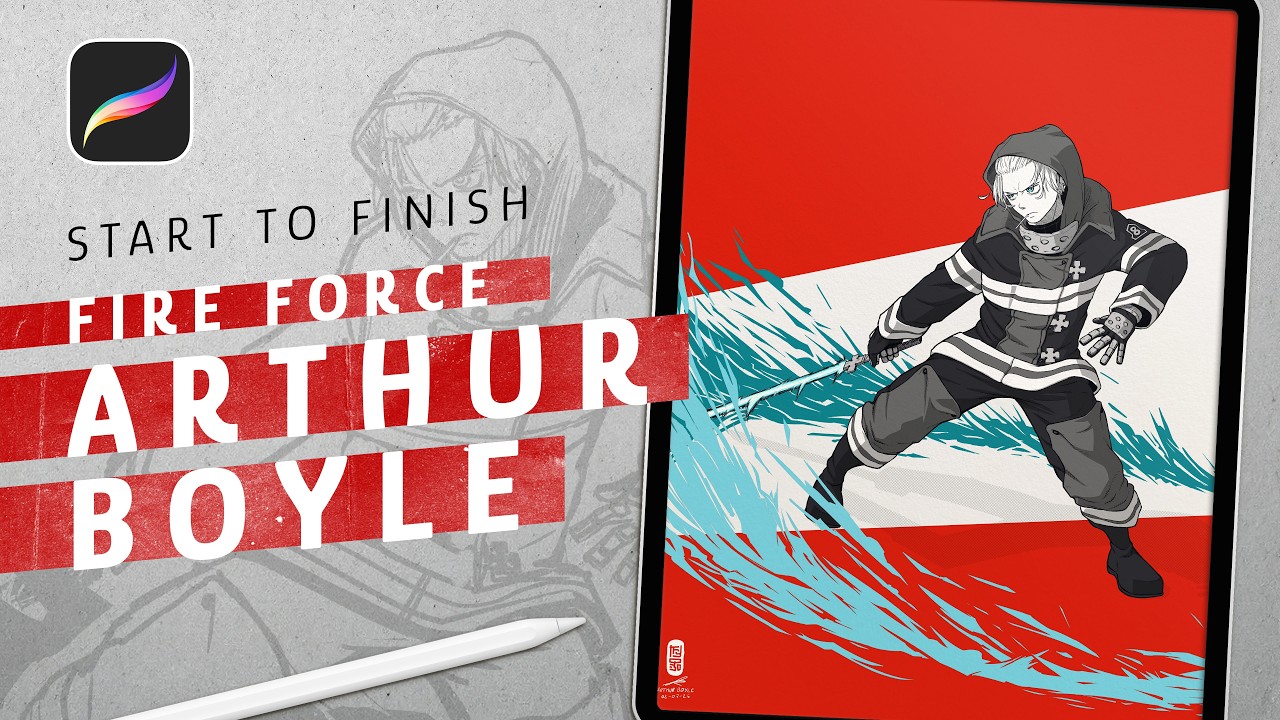 Arthur Boyle - Fire Force version longue (pencil sound only) #dessin#drawing#illustration#procreate