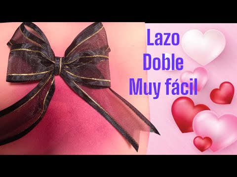 #diy Cómo hacer lazo -moño doble con los dedos ❤️ moños fáciles y rápidos - moños de listón