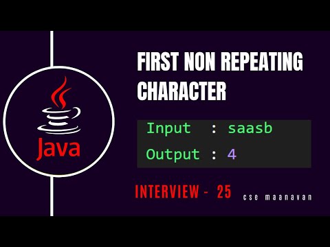 First Non Repeating Character Amazon Coding Question Java