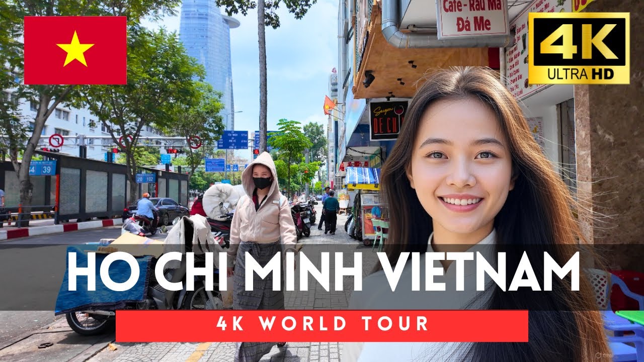 Immersive street-level walking tour through Ho Chi Minh Ben Thanh, Vietnam, showcasing authentic urban landscapes, local architecture, and the vibrant atmosphere of the city's neighborhoods