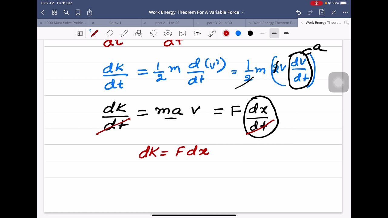 Work Energy Theorem For a variable force