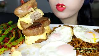 Download lagu Lychee - ASMR CHEESE BURGER PATTY   FRIED EGG   CHAPAGETTI  *ONLY BITES* mp3