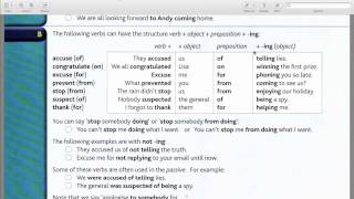 Verb + preposition + -ing