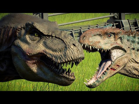 T REX vs ALL CARNIVORE AND HERBIVORE BATTLE ROYAL - Jurassic World Evolution 2