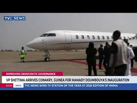 VP Shettima Arrives Conakry, Guinea For Mamady Doumbouya's Inauguration