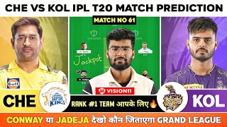 CHE vs KOL Dream11 Team, CSK vs KKR Dream11 Prediction, Chennai vs Kolkata IPL T20 Team Today Match