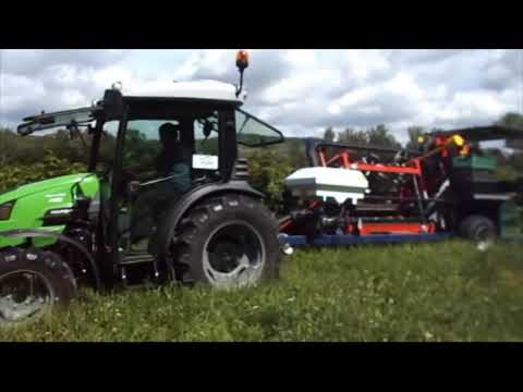 Zbiór porzeczki czarnej JAREK 5/ Mustaherukkaa korjataan koneellisesti/ marjanpoimintakone