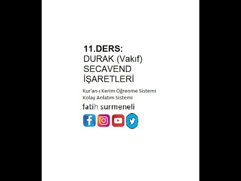 11.DERS: Kolay Anlatım - DURAK İŞARETLERİ (Vakıf İşaretleri) SECAVEND İŞARETLERİ