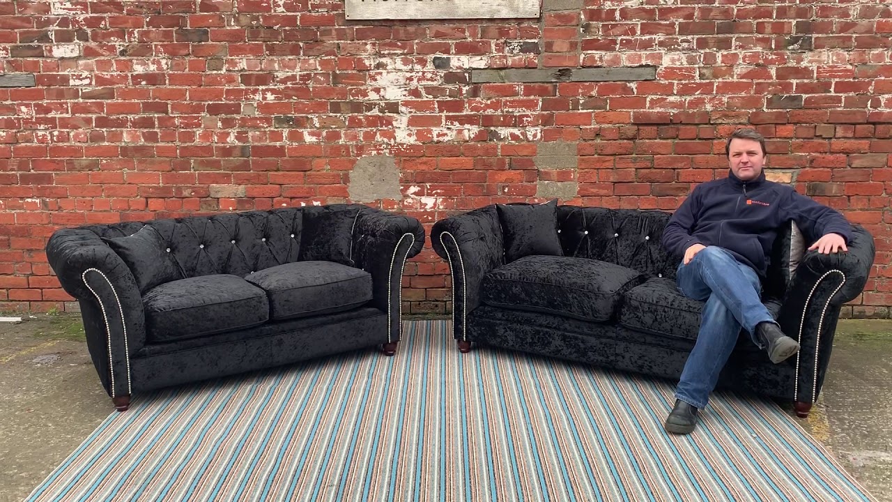 Black crushed velvet sofa