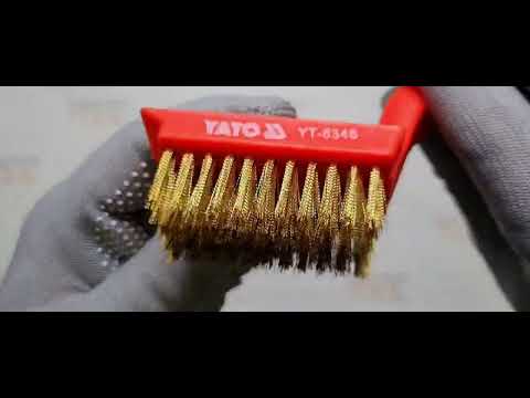 Щітка дротяна латунна YATO : 5- рядна, L= 180 мм з пластиковою ручкою [24/120]