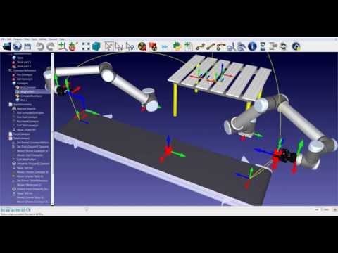 Conveyor Simulation with 2 robots - RoboDK