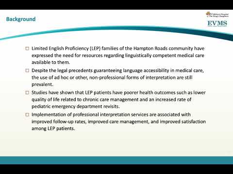 Thumbnail image of video presentation for Availability of Medical Language and Interpretation Services in Hampton Roads, VA