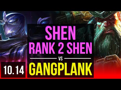 SHEN vs GANGPLANK (TOP) | Rank 2 Shen, 600+ games, KDA 4/2/18 | EUW Challenger | v10.14