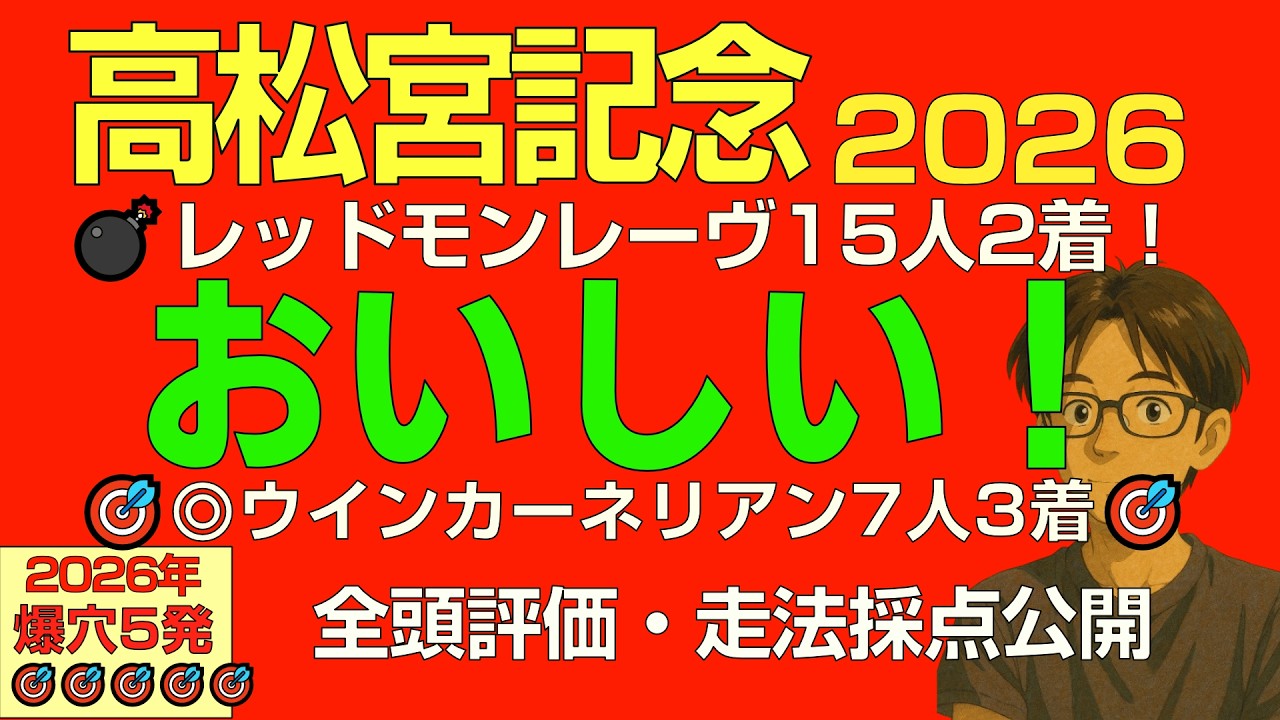 【🎯レッドモンレーヴ15人気2着！◎ウインカーネリアン7人気3着！】高松宮記念2026本命爆穴！「なぜかオイシイ！展開・馬場向く穴馬で勝負」【全馬走法採点公開】