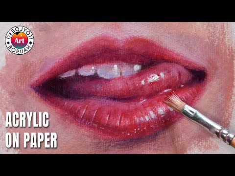 Paint like Oil with Acrylic | Realistic Lips Painting with Acrylic on Paper by Debojyoti Boruah