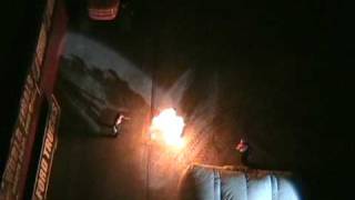 flaming high fall stunt
