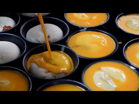 spicy pork cheese egg bread – jjamppong bread / 강릉 짬뽕빵 / korean street food