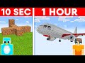 10 Seconds Vs 1 Hour Airplane Build Challenge In Minecraft