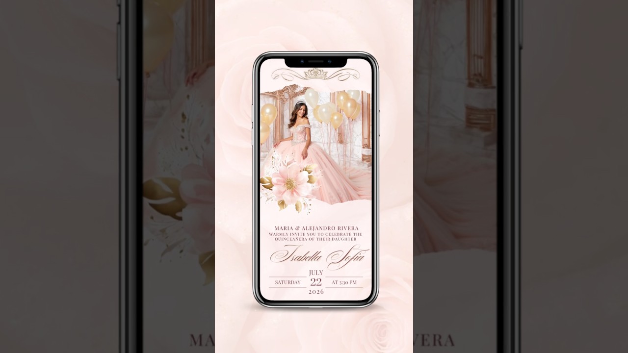 Quinceañera Video Invitation with Music 🎶 | Editable Sweet 15 & 16 Canva Template #quinceañera