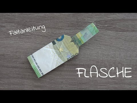 Folding a bottle out of money (100 euros), crafting a money gift, instructions for folding a 100 ...