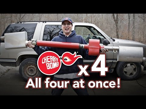 Putting all four Cherry Bomb® mufflers on my GMC Yukon AT THE SAME TIME - Sound Test 5.7L V8