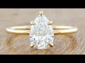 1.27 carat lab grown pear diamond solitaire engagement ring in 14k yellow gold florina