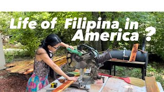 Filipina Carpenter, compound miter saw😀🌴🌴￼
