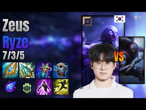 Zeus Top Ryze vs Jax lol KR solo rank Full Game 16.1 | 제우스 라이즈 vs 잭스