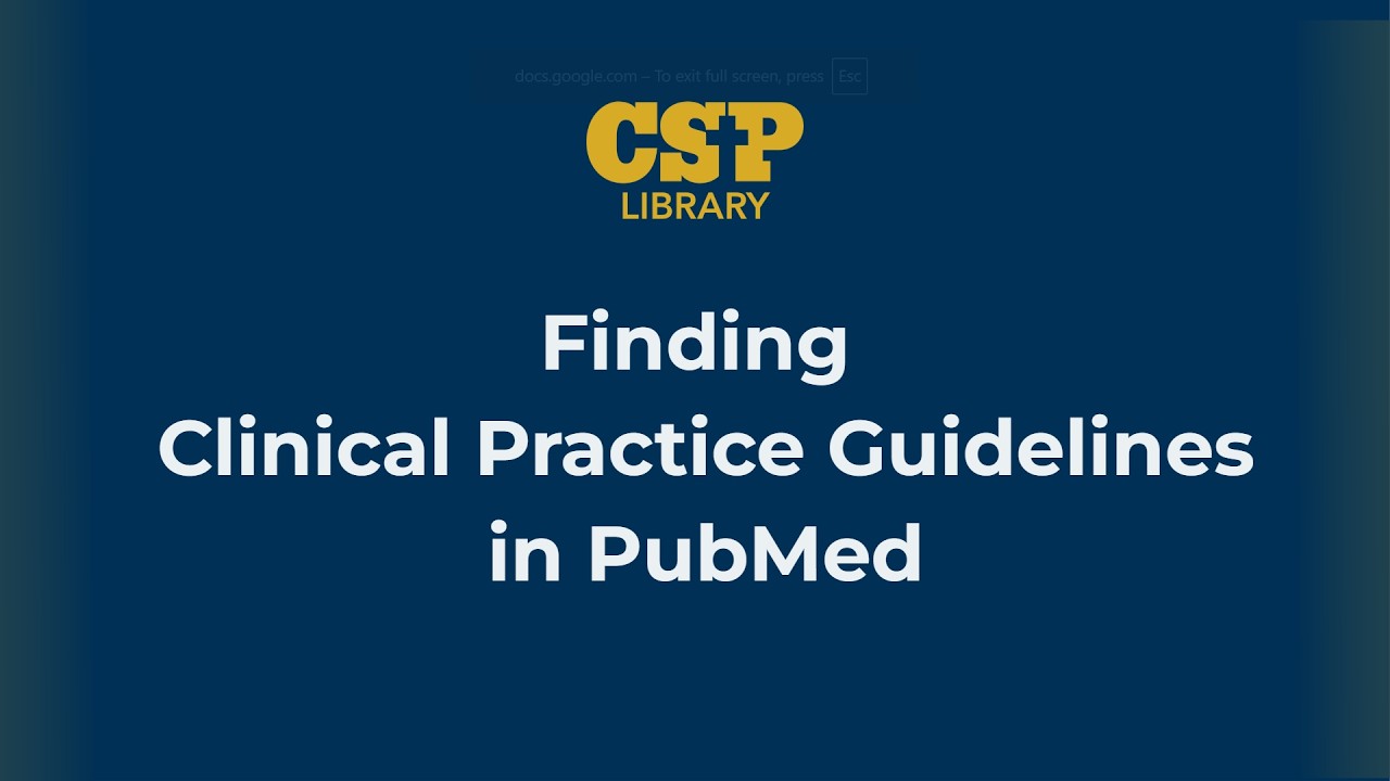 PubMed Finding Clinical Guidelines
