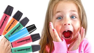 Pretends to play with his Magic Pen  - Preschool toddler learn color
