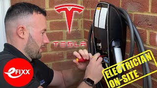 Electrician On-site: Tesla EV charger installation with MJ Electrical & Building Services