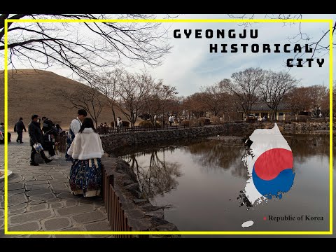 [4K UHD] Coreia do Sul, cidade Patrimônio Mundial Gyeongju, passeio a pé no parque complexo Ancient Tombs