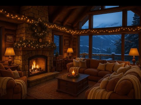 Smooth Jazz Music in a Cozy Living Room - Winter Jazz Background Music w/ Relaxing Fireplace Sounds