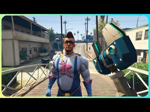Using Ratchet & Clank weapons in GTA V for 12 minutes and 29 seconds