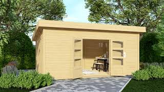 KARIBU Gartenhaus Northeim 6, Fichtenholz ca. 40 mm, Pultdach