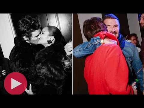 Cruz Beckham passionately kisses girlfriend Jackie Apostel and hugs proud dad David at intimate gig