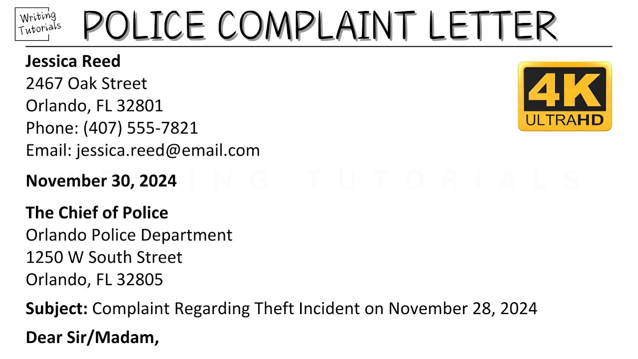 How To Write Police Complaint Letter with Sample and Explanation | Writing Tutorials