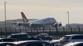 QANTAS | the mighty A380 touches down at Heathrow Airport