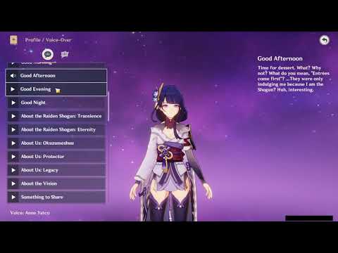 RAIDEN SHOGUN ALL VOICE LINES (ENGLISH)