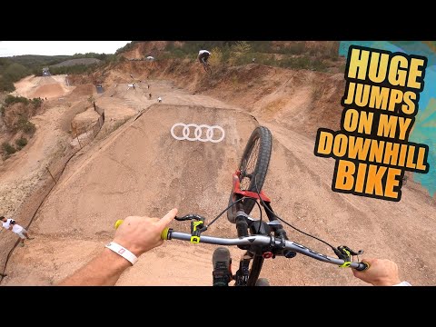 RIDING HUGE JUMPS ON MY DOWNHILL BIKE - AUDI NINES FREERIDE LINE