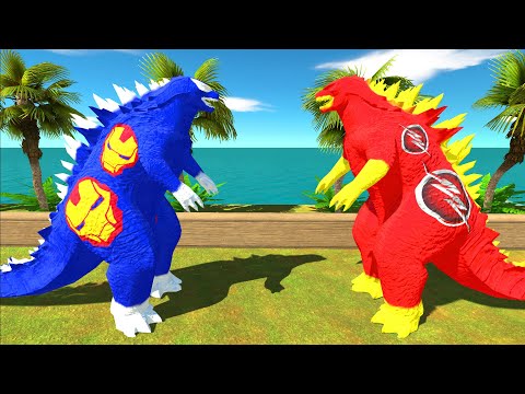 Blue Ironman Godzilla 2014 VS Flash Godzilla 2014 Coconut island Death Run - ARBS
