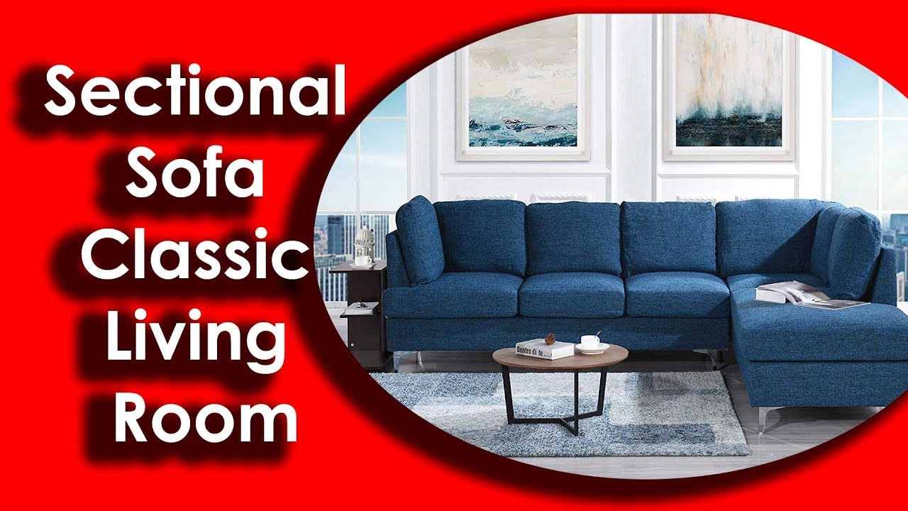 Tufted Linen Sectional Sofa Classic Living Room L Shape Couch