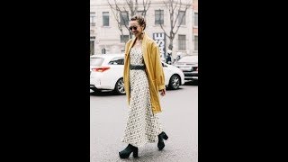 Chic maxi dresses in cardigans street style